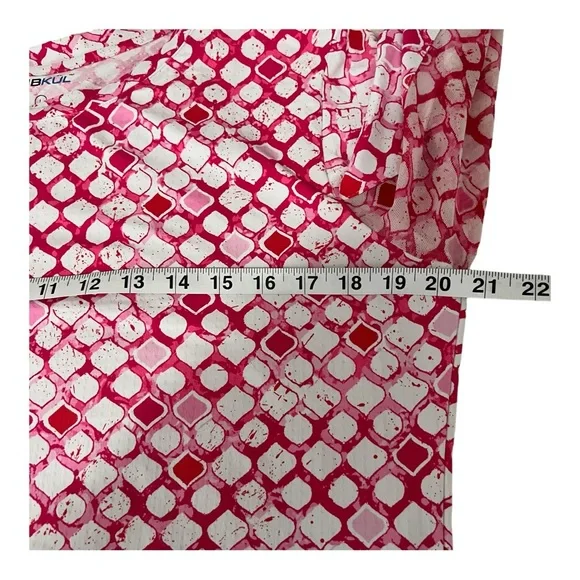 Ibkül Pink White Geo Print Long Mesh Sleeve 1/4 Popover Shift Active Dress Sz L - Picture 12 of 13